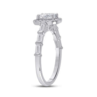 Load image into Gallery viewer, 14kt White Gold Emerald Diamond Solitaire Bridal Wedding Engagement Ring 7/8 Cttw
