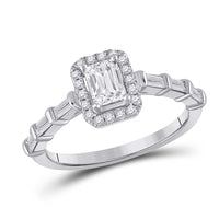 Load image into Gallery viewer, 14kt White Gold Emerald Diamond Solitaire Bridal Wedding Engagement Ring 7/8 Cttw
