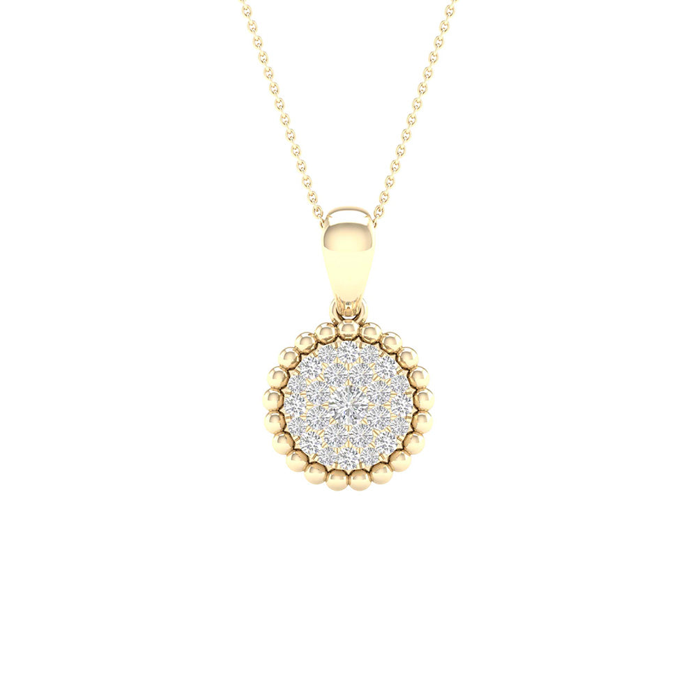 10kt Yellow Gold Womens Round Diamond Cluster Pendant 1/6 Cttw