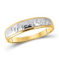 Load image into Gallery viewer, 10kt Yellow Gold His Hers Round Diamond Solitaire Matching Wedding Set 1/20 Cttw
