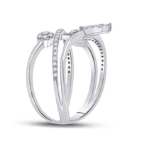 Load image into Gallery viewer, 14kt White Gold Womens Round Diamond Abstract Fashion Ring 1/2 Cttw
