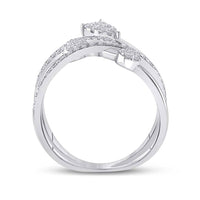 Load image into Gallery viewer, 14kt White Gold Womens Round Diamond Abstract Fashion Ring 1/2 Cttw
