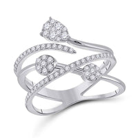 Load image into Gallery viewer, 14kt White Gold Womens Round Diamond Abstract Fashion Ring 1/2 Cttw
