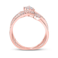 Load image into Gallery viewer, 14kt Rose Gold Womens Round Diamond Abstract Fashion Ring 1/2 Cttw
