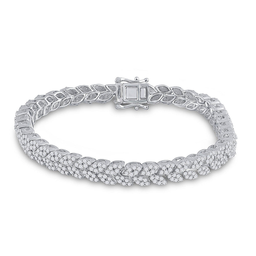 14kt White Gold Womens Round Diamond Fashion Bracelet 3-5/8 Cttw
