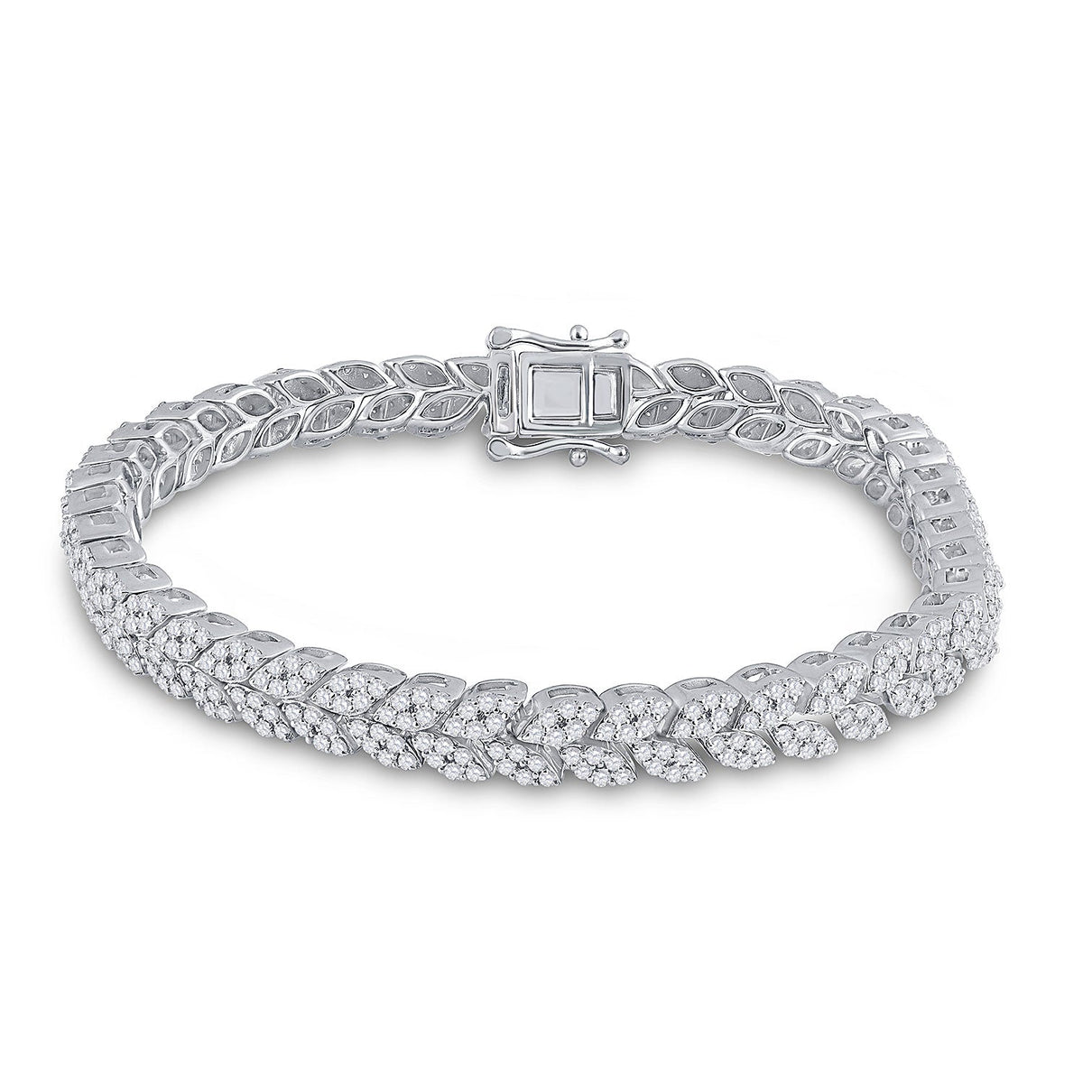14kt White Gold Womens Round Diamond Fashion Bracelet 3-5/8 Cttw