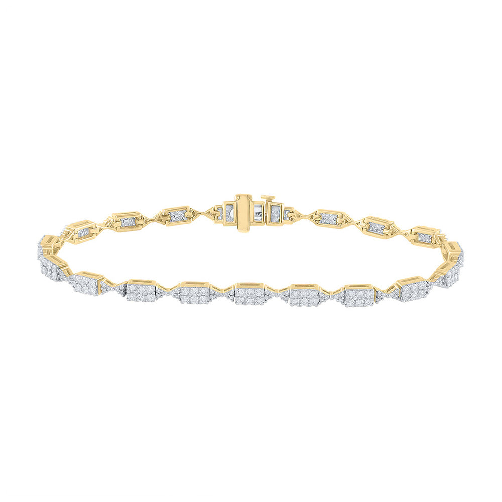 14kt Yellow Gold Womens Round Diamond Fashion Bracelet 2 Cttw