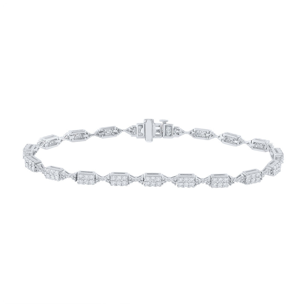 14kt White Gold Womens Round Diamond Fashion Bracelet 2 Cttw