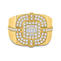 Load image into Gallery viewer, 14kt Yellow Gold Mens Round Diamond Square Cluster Ring 1 Cttw
