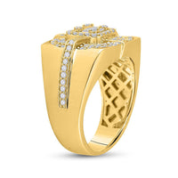 Load image into Gallery viewer, 14kt Yellow Gold Mens Round Diamond Square Cluster Ring 1 Cttw
