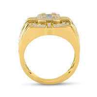 Load image into Gallery viewer, 14kt Yellow Gold Mens Round Diamond Square Cluster Ring 1 Cttw
