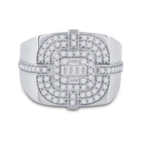 Load image into Gallery viewer, 14kt White Gold Mens Baguette Diamond Square Ring 1 Cttw
