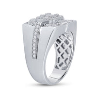 Load image into Gallery viewer, 14kt White Gold Mens Baguette Diamond Square Ring 1 Cttw
