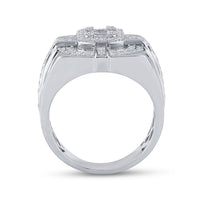 Load image into Gallery viewer, 14kt White Gold Mens Baguette Diamond Square Ring 1 Cttw
