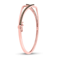 Load image into Gallery viewer, 14kt Rose Gold Womens Round Brown Diamond Bangle Bracelet 1/2 Cttw
