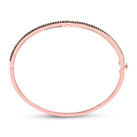Load image into Gallery viewer, 14kt Rose Gold Womens Round Brown Diamond Bangle Bracelet 1/2 Cttw
