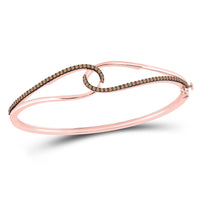 Load image into Gallery viewer, 14kt Rose Gold Womens Round Brown Diamond Bangle Bracelet 1/2 Cttw

