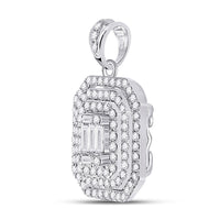 Load image into Gallery viewer, 14kt White Gold Womens Baguette Diamond Cluster Pendant 7/8 Cttw
