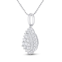 Load image into Gallery viewer, 14kt White Gold Womens Round Diamond Teardrop Pendant 5/8 Cttw
