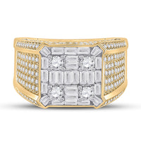 Load image into Gallery viewer, 14kt Yellow Gold Mens Baguette Diamond Square Ring 2-7/8 Cttw
