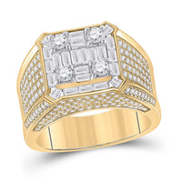 Load image into Gallery viewer, 14kt Yellow Gold Mens Baguette Diamond Square Ring 2-7/8 Cttw
