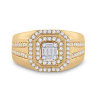 Load image into Gallery viewer, 14kt Yellow Gold Mens Baguette Diamond Octagon Cluster Ring 3/4 Cttw
