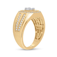 Load image into Gallery viewer, 14kt Yellow Gold Mens Baguette Diamond Octagon Cluster Ring 3/4 Cttw
