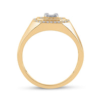 Load image into Gallery viewer, 14kt Yellow Gold Mens Baguette Diamond Octagon Cluster Ring 3/4 Cttw
