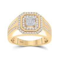 Load image into Gallery viewer, 14kt Yellow Gold Mens Baguette Diamond Octagon Cluster Ring 3/4 Cttw
