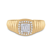Load image into Gallery viewer, 14kt Yellow Gold Mens Baguette Round Diamond Square Ring 1/3 Cttw
