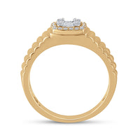 Load image into Gallery viewer, 14kt Yellow Gold Mens Baguette Round Diamond Square Ring 1/3 Cttw
