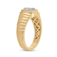 Load image into Gallery viewer, 14kt Yellow Gold Mens Baguette Round Diamond Square Ring 1/3 Cttw
