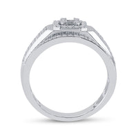 Load image into Gallery viewer, 14kt White Gold Womens Baguette Diamond Square Cluster Ring 1 Cttw
