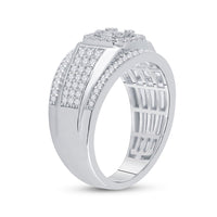Load image into Gallery viewer, 14kt White Gold Womens Baguette Diamond Square Cluster Ring 1 Cttw
