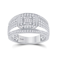 Load image into Gallery viewer, 14kt White Gold Womens Baguette Diamond Square Cluster Ring 1 Cttw
