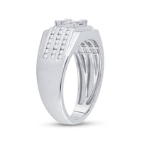Load image into Gallery viewer, 14kt White Gold Mens Baguette Diamond Square Ring 3/4 Cttw
