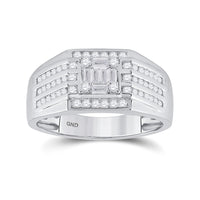 Load image into Gallery viewer, 14kt White Gold Mens Baguette Diamond Square Ring 3/4 Cttw
