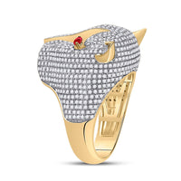 Load image into Gallery viewer, 14kt Yellow Gold Mens Round Diamond Panther Fashion Ring 3 Cttw
