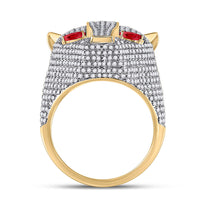 Load image into Gallery viewer, 14kt Yellow Gold Mens Round Diamond Panther Fashion Ring 3 Cttw
