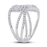 Load image into Gallery viewer, 14kt White Gold Womens Baguette Diamond Fashion Ring 1 Cttw
