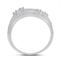 Load image into Gallery viewer, 14kt White Gold Womens Baguette Diamond Fashion Ring 1 Cttw
