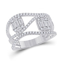 Load image into Gallery viewer, 14kt White Gold Womens Baguette Diamond Fashion Ring 1 Cttw
