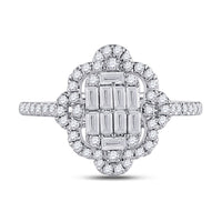 Load image into Gallery viewer, 14kt White Gold Womens Baguette Diamond Fashion Ring 3/4 Cttw

