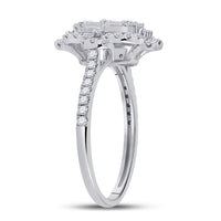 Load image into Gallery viewer, 14kt White Gold Womens Baguette Diamond Fashion Ring 3/4 Cttw
