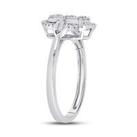 Load image into Gallery viewer, 14kt White Gold Womens Baguette Diamond Rectangle Fashion Ring 1/2 Cttw
