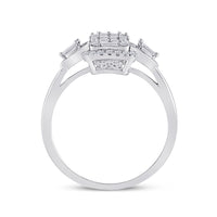 Load image into Gallery viewer, 14kt White Gold Womens Baguette Diamond Rectangle Fashion Ring 1/2 Cttw
