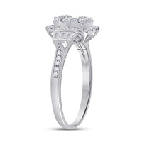 Load image into Gallery viewer, 14kt White Gold Womens Baguette Diamond Square Ring 3/4 Cttw
