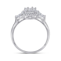 Load image into Gallery viewer, 14kt White Gold Womens Baguette Diamond Square Ring 3/4 Cttw
