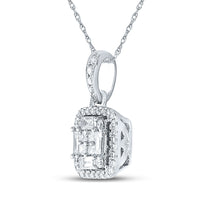 Load image into Gallery viewer, 14kt White Gold Womens Baguette Diamond Fashion Pendant 5/8 Cttw
