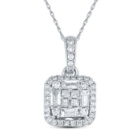 Load image into Gallery viewer, 14kt White Gold Womens Baguette Diamond Fashion Pendant 5/8 Cttw
